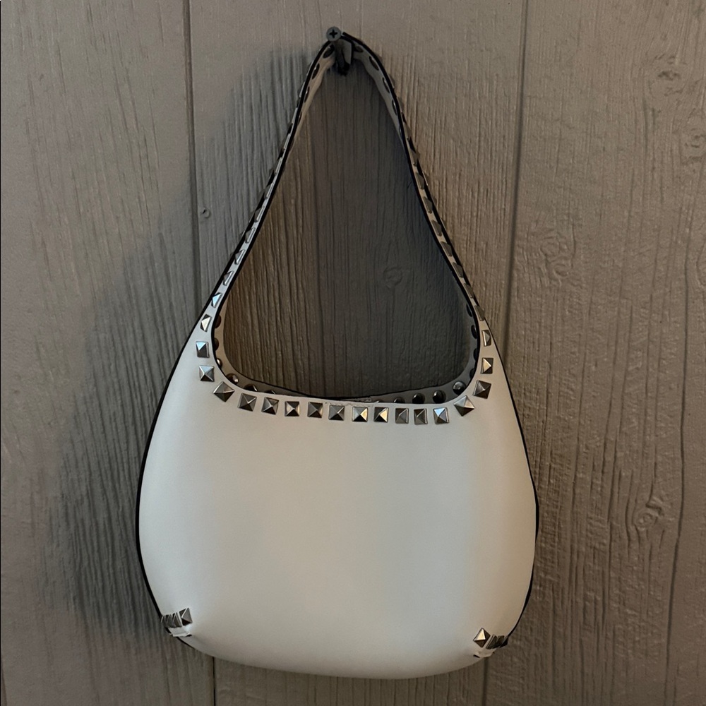 Studded White Shoulder Bag